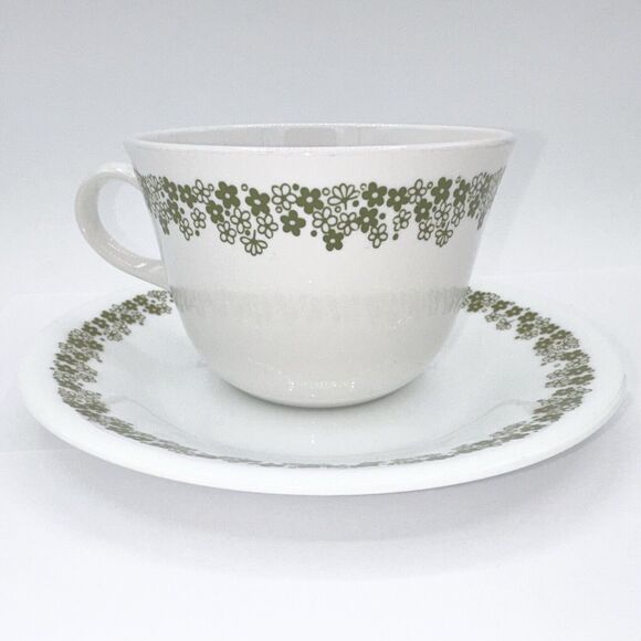 Vintage Corelle By Corning Spring Blossom Crazy Daisy Coffee Tea Cup & Saucer - Picture 1 of 6